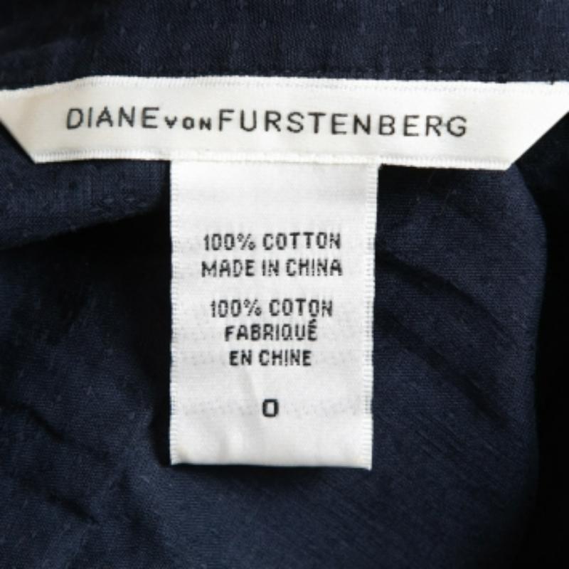 Diane von Furstenberg Camisa Bea Algodón Azul Marino XS en Bueno estado para la venta en Dubai, Al Qouz 2