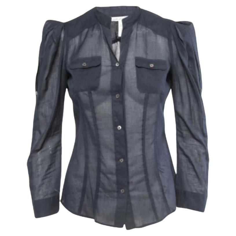 Diane von Furstenberg Camisa Bea Algodón Azul Marino XS en venta