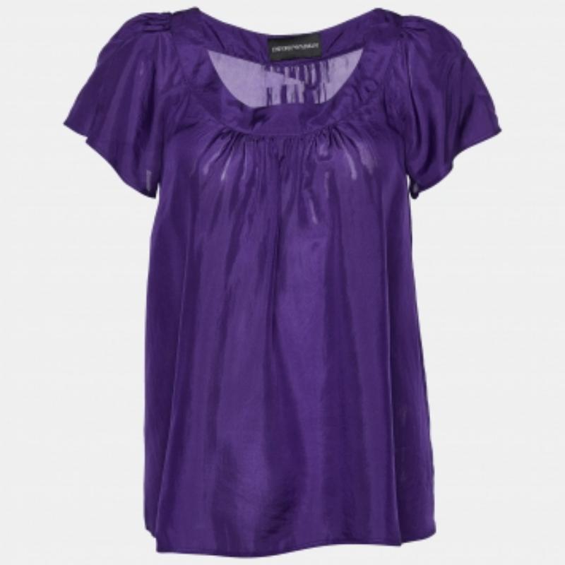 Emporio ARMANI Top de seda morado S en venta