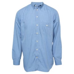 Camicia a maniche intere in cotone blu di Emporio Armani M. I.