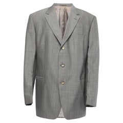 Boss By Hugo Boss - Blazer in lana vergine a righe grigie 4XL