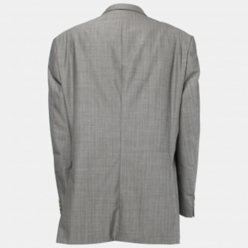 Uomo Boss By Hugo Boss - Blazer in lana vergine a righe grigie 4XL in vendita