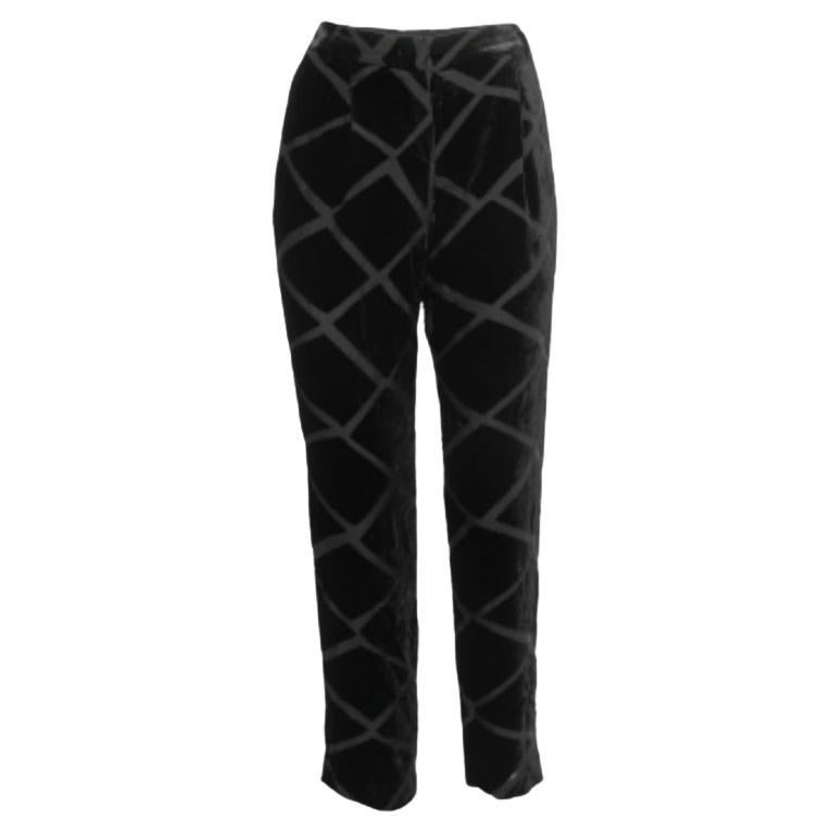 Emporio ARMANI Pantalon droit en velours à motifs noir M. en vente