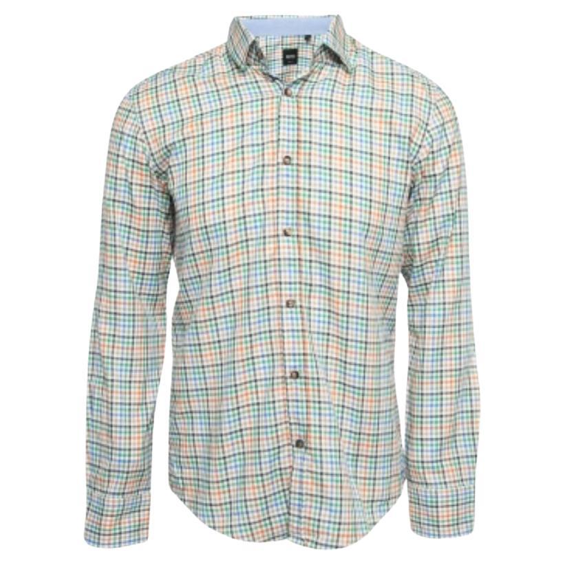 Boss By Hugo Boss - Camicia a quadri multicolore in cotone a manica intera - M. I. in vendita