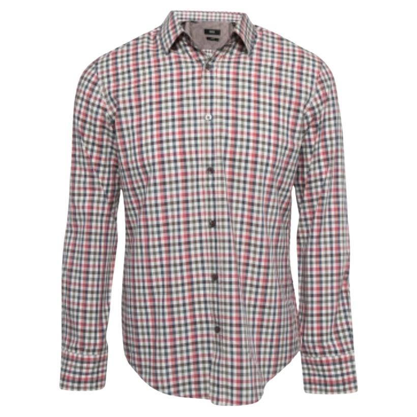 Boss By Hugo Boss - Camicia a quadri multicolore in cotone a manica intera - M. I. in vendita