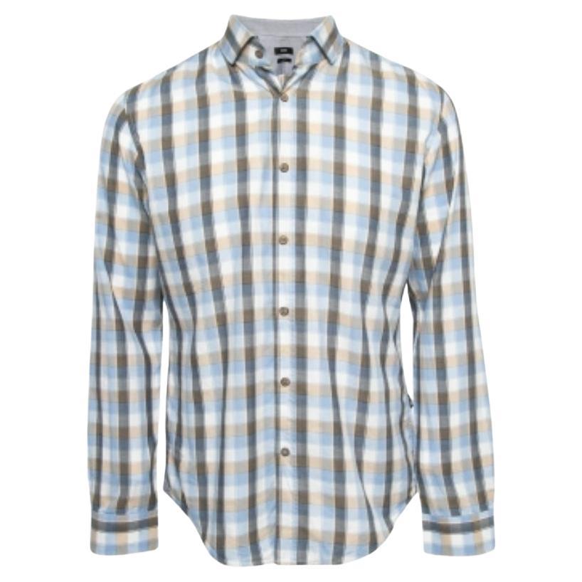 Boss By Hugo Boss Camicia a quadretti in cotone a manica intera slim fit M. I. in vendita
