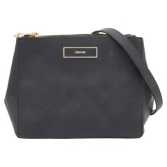 Dkny Borsa a tracolla con doppia zip in pelle saffiano nera