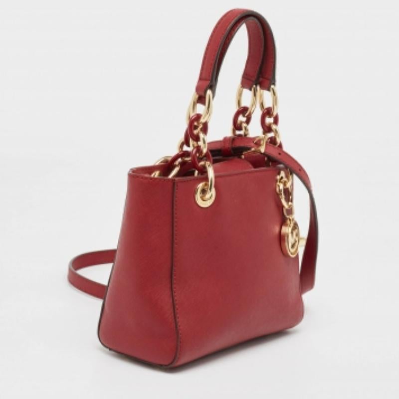 Michael Kors Mini Cynthia Tote in pelle rossa in vendita 1