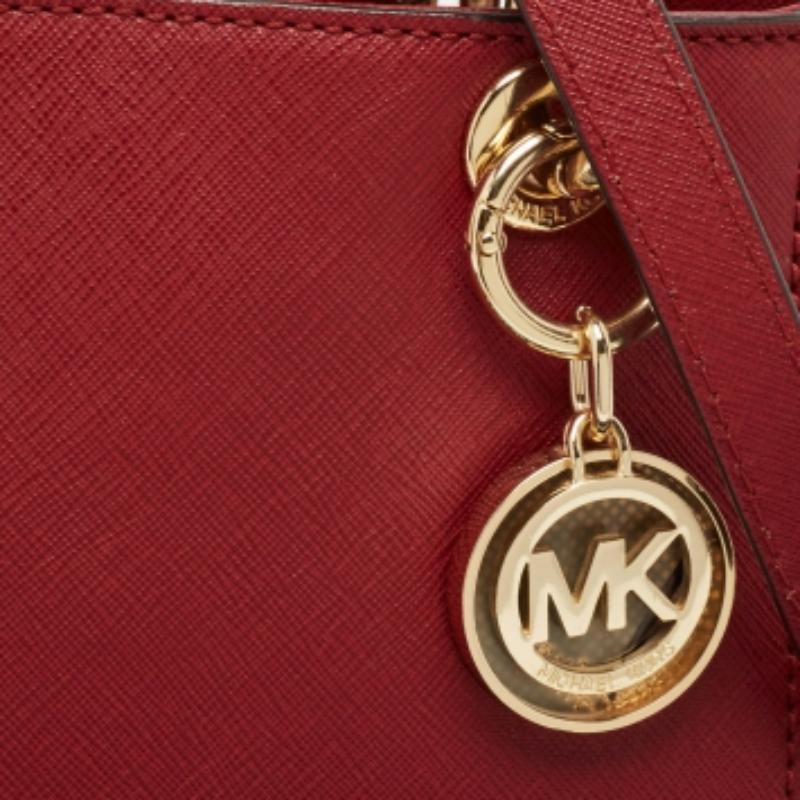 Michael Kors Mini Cynthia Tote in pelle rossa in vendita 2
