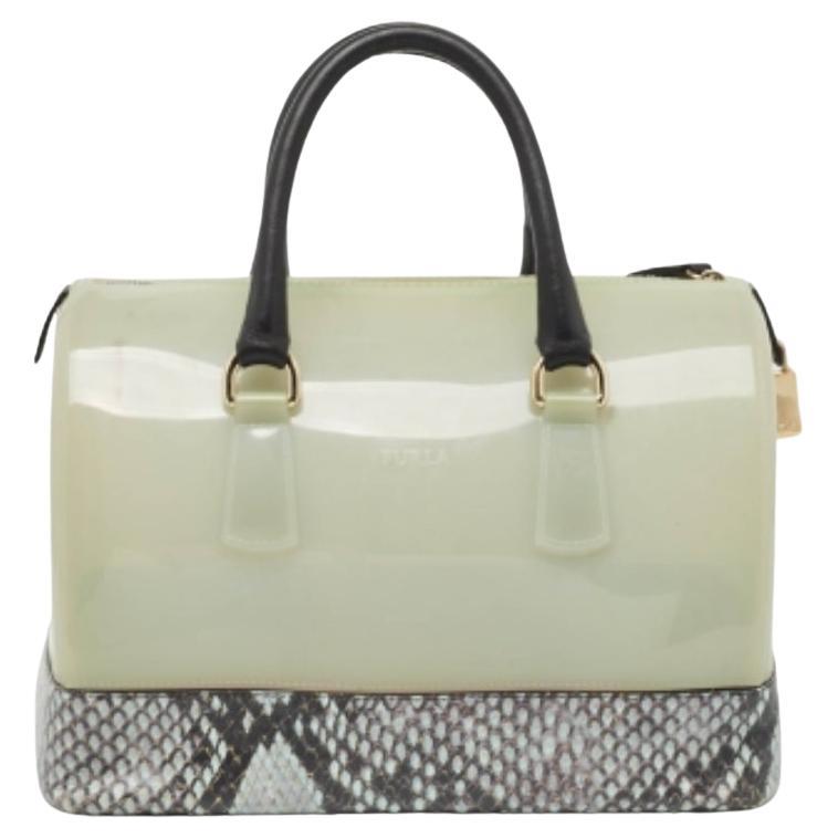 Furla Borsa Candy in gomma e pitone blu chiaro in vendita