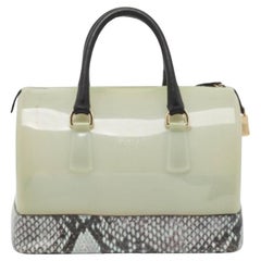 Furla Borsa Candy in gomma e pitone blu chiaro