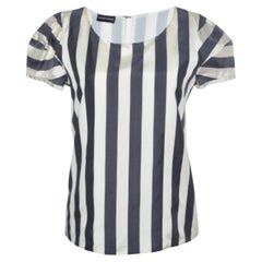 Emporio Armani Top in misto seta a righe crema/nero S