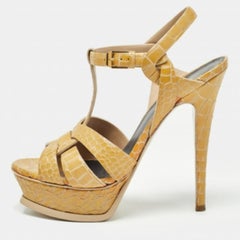 Saint Laurent Sandali Tributo in Coccodrillo Giallo Taglia 36.5