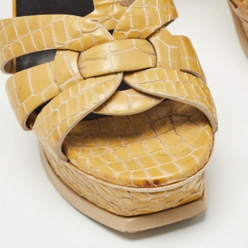 Donna Saint Laurent Sandali Tributo in Coccodrillo Giallo Taglia 36.5 in vendita