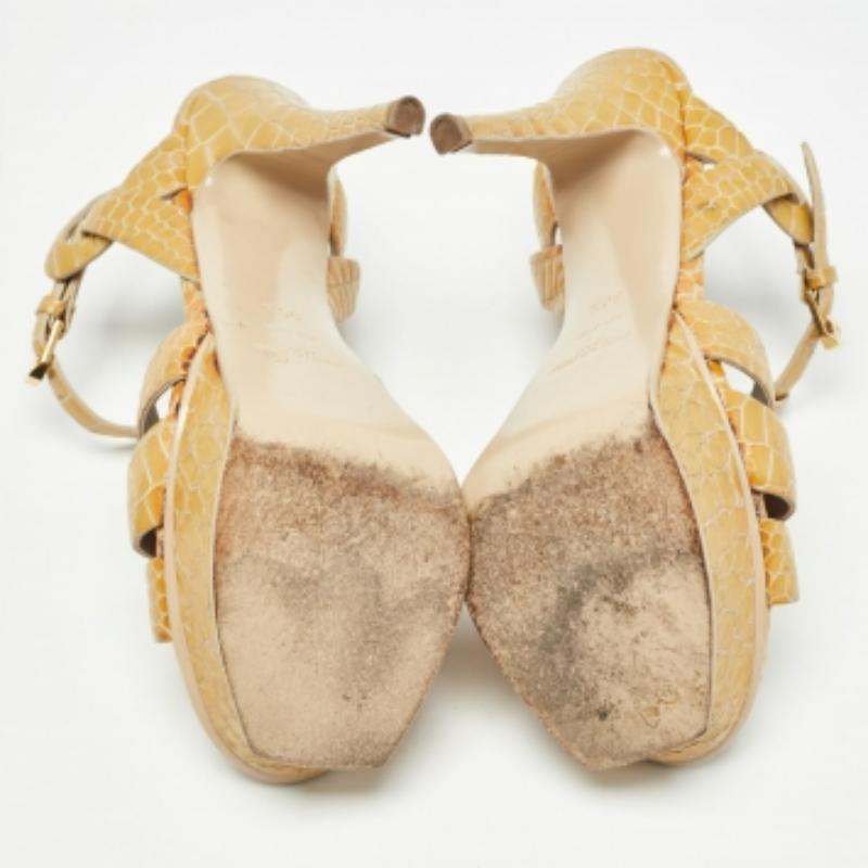 Saint Laurent Sandali Tributo in Coccodrillo Giallo Taglia 36.5 in vendita 2