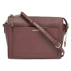 DKNY Brick Burgundy Saffiano Leather Ava Crossbody Bag