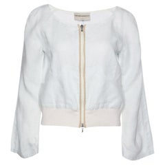 Emporio Armani Giacca cropped con zip blu pallido A&M