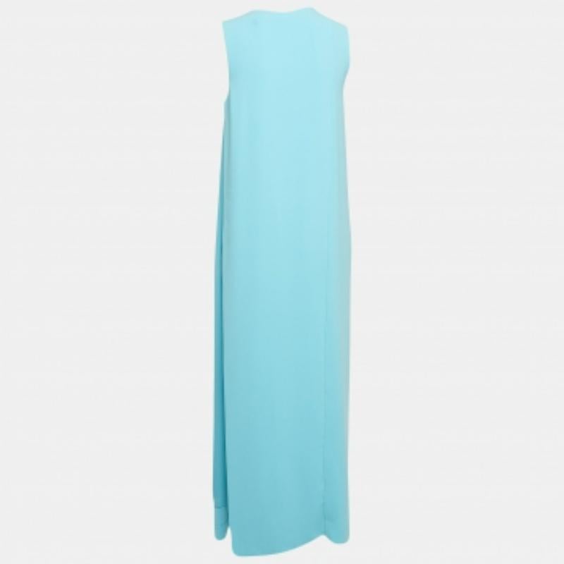Diane von Furstenberg - Maxi abito avvolgente in crepe stretch blu - S In condizioni buone in vendita a Dubai, Al Qouz 2
