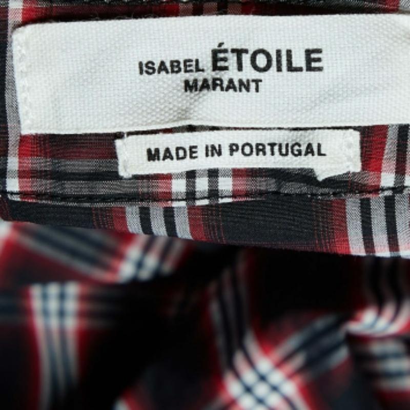 Noir Isabel Marant Etoile - Mini robe Oria en coton plissé noir/rouge S en vente