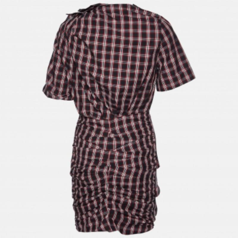 Isabel Marant Etoile - Mini robe Oria en coton plissé noir/rouge S en vente 1