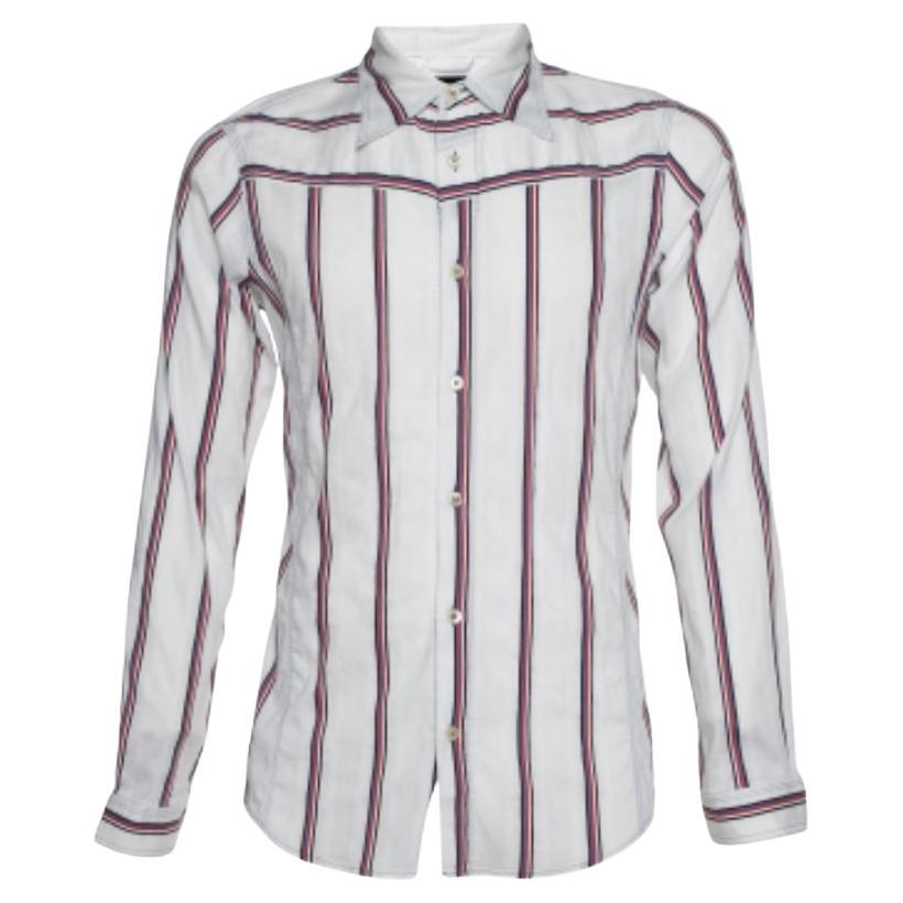 Emporio ARMANI White Striped Cotton Misura Long Sleeve Shirt S