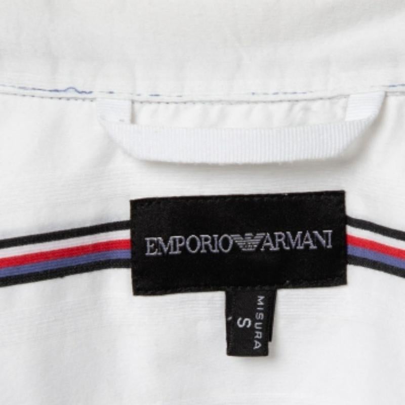 Uomo Emporio Armani White Camicia a maniche lunghe in cotone Misura a righe S. S. White in vendita