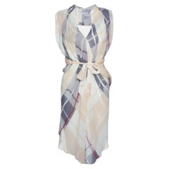 See by Chloe Beige Checked Silk Asymmetric Short Dress L