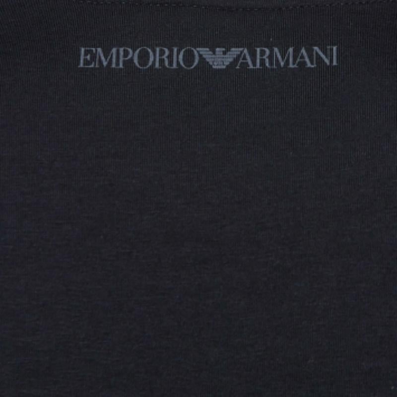 Emporio Armani Maglietta girocollo in cotone nero impreziosita M. T. I. in vendita 2