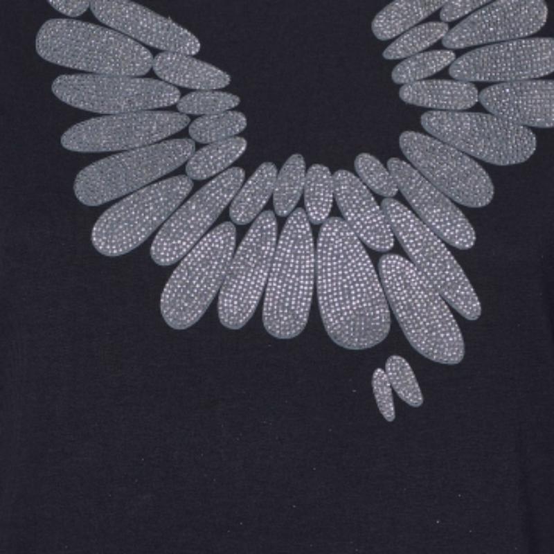 Donna Emporio Armani Maglietta girocollo in cotone nero impreziosita M. T. I. in vendita