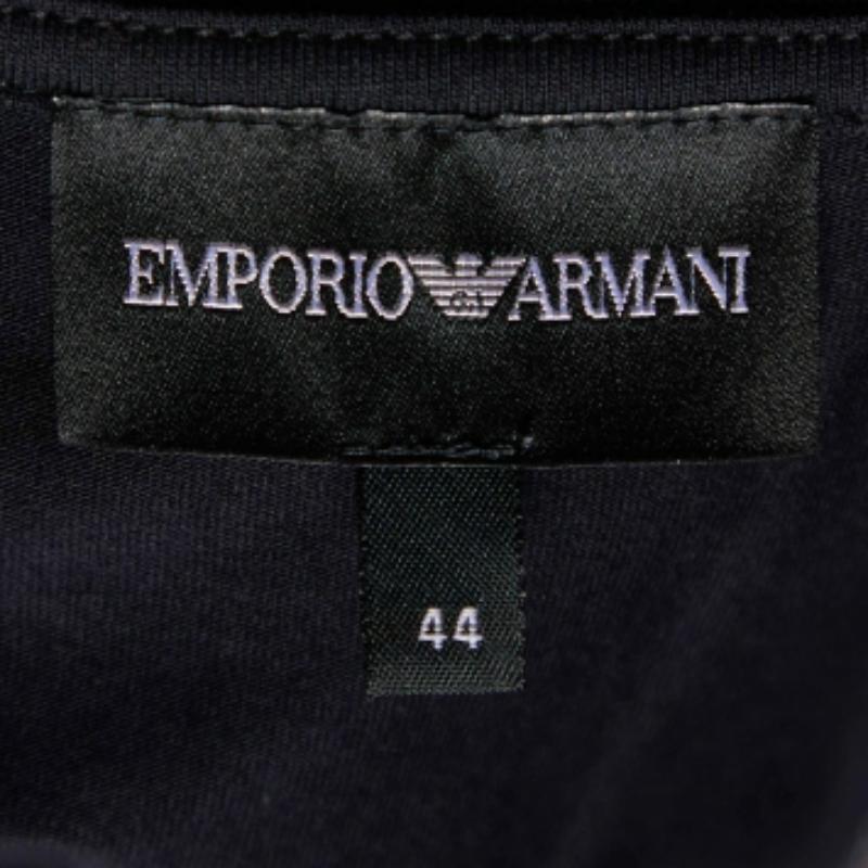 Nero Emporio Armani Maglietta girocollo in cotone nero impreziosita M. T. I. in vendita