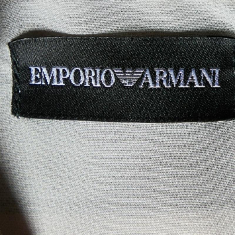Emporio Armani Top senza maniche in cotone e seta a righe grigio S In condizioni buone in vendita a Dubai, Al Qouz 2