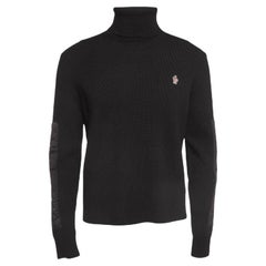 Moncler Grenoble Jersey de cuello alto con paneles de punto de mezcla de lana negro L