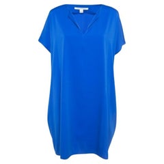 Diane Von Furstenberg - Vestito a turni in raso elasticizzato blu M.
