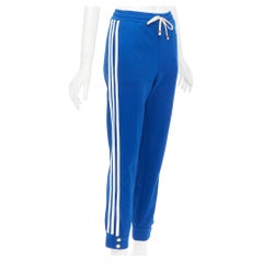 GUCCI ADIDAS 2022 blue white logo web 3 stripe trim track sweat pants XS