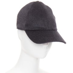 THE ROW Caspian 100% cashmere dark grey 5 panel curved brim Baseball Cap