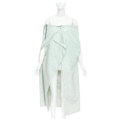 PRADA 2021 Runway pastel green polka dot silk taffeta wrap cape coat IT36 X
