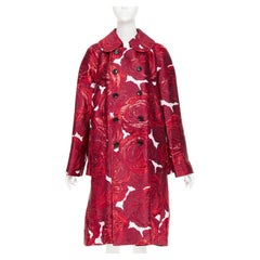 COMME DES GARCONS 2020 Orlando – Mantel mit doppelten Ärmeln aus rotem Rosen-Jacquard-Brokat, Größe S