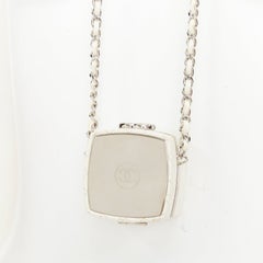 CHANEL 21K Make Up Box Mirror Compact white goatskin minaudiere clutch