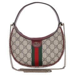 Gucci GG Supreme Monogram Textured Dollar Calfskin Ophidia Shoulder Bag Beige