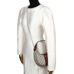 Gucci GG Supreme Monogram Textured Dollar Calfskin Ophidia Shoulder Bag Beige