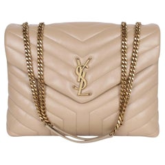 Saint Laurent Calfskin Y Quilted Monogram Medium Loulou Chain Satchel