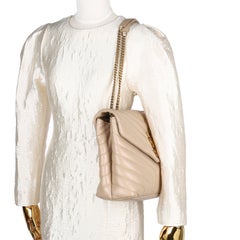 Saint Laurent Calfskin Y Quilted Monogram Medium Loulou Chain Satchel