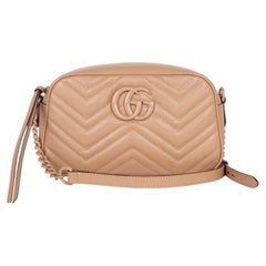 Gucci Calfskin Matelasse Monochrome GG Marmont Shoulder Bag in Tan