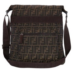 Borsa Fendi FF con cerniera frontale, modello Zucca Large in tela, senza tacco