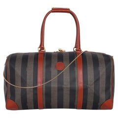 Fendi Duffel Pequin Striped Coated Canvas in Vintage Brown