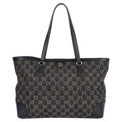Gucci GG Jacquard Denim Ophidia Shopping Tote Bag in Black