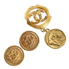 Chanel Vintage 14kt Gold Plated Round Clip Earrings, France