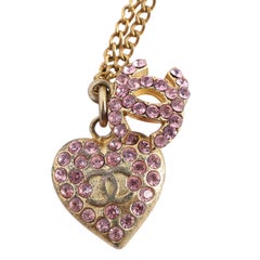 Chanel CC Rhinestone Necklace in Gold with Pink Rhinestones, 2002