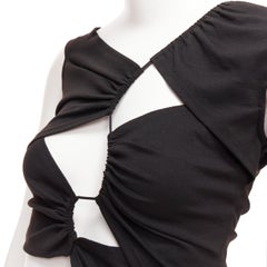 SID NEIGUM Tension black viscose blend cut out asymmetric crop top XS