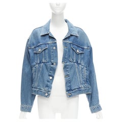 BALENCIAGA 2017 Runway blue denim Swing reconstructed cropped jacket FR36 S